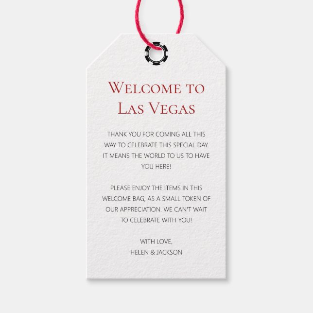 Elegant Willkommen bei Las Vegas Wedding Willkomme Geschenkanhänger (Vorderseite)