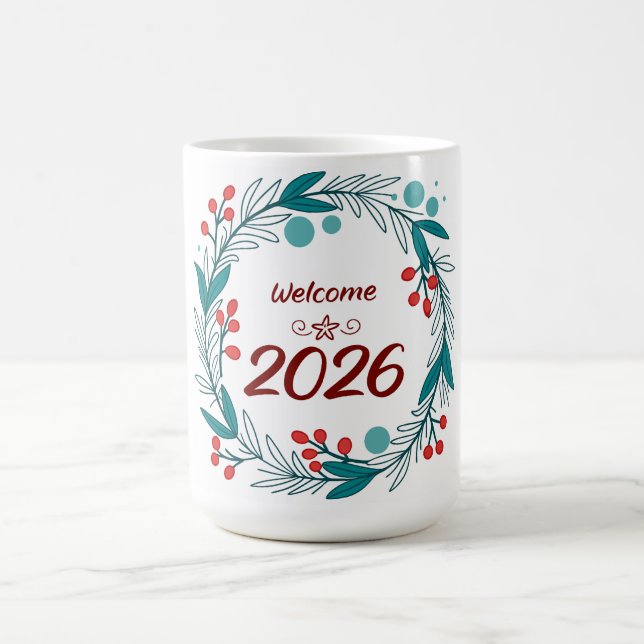 Elegant Willkommen im Jahr 2026 - Festival Laurel  Kaffeetasse (Mittel)