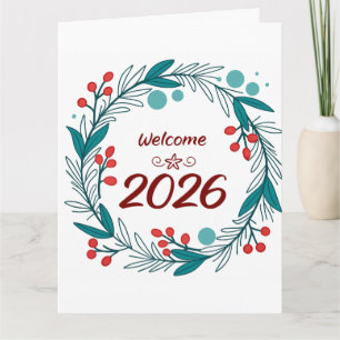 Elegant Willkommen im Jahr 2026 - Festival Laurel Karte