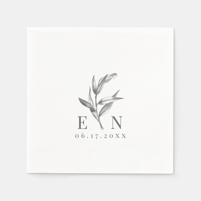 Elegant Willow Leaf Botanical | Wedding Napkin Serviette (Vorderseite)
