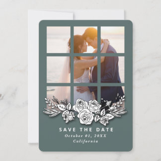 Elegant Window with Image Wedding Save the Date Einladung