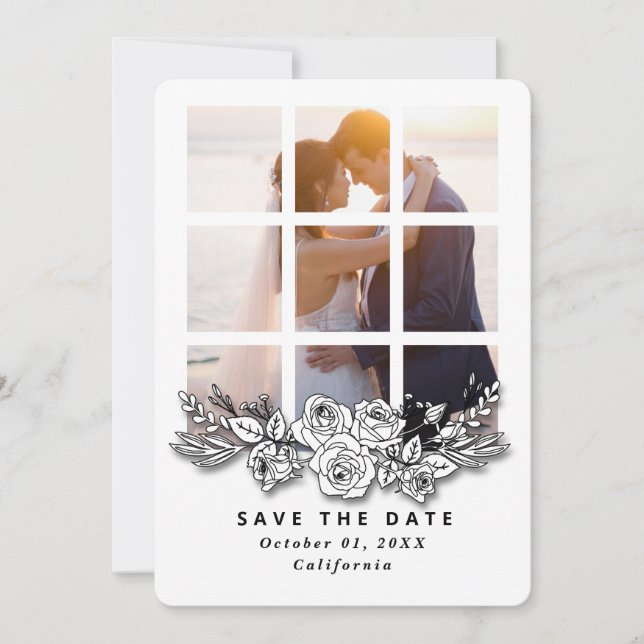 Elegant Window with Image Wedding Save the Date Einladung (Vorderseite)