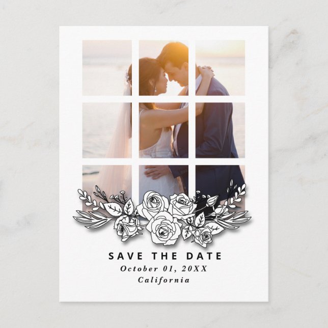 Elegant Window with Image Wedding Save the Date Postkarte (Vorderseite)