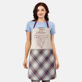 Elegant Wine Red Beige Tartan Karierte Küche Nana Schürze