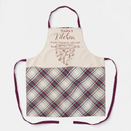 Elegant Wine Red Beige Tartan Karierte Küche Nana Schürze