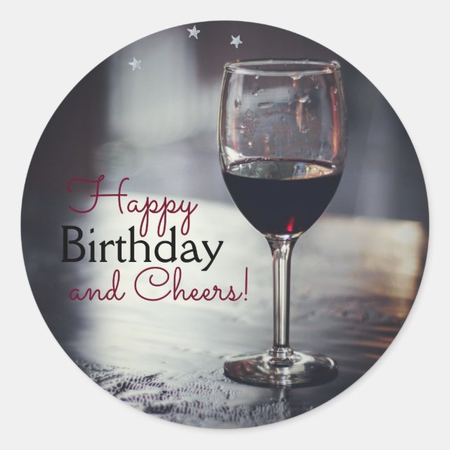 Elegant Wine Themed Birthday Stickers (Vorderseite)