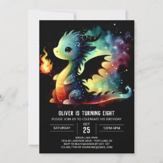 Elegant Winged Dragon Birthday Einladung