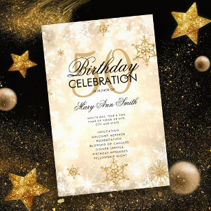Elegant Winter 50. Geburtstag Programm Gold mit Me Flyer
