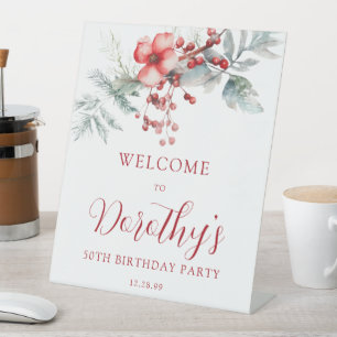 Elegant Winter Berry Botanical 50. Geburtstag Sockelschild