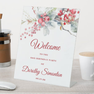 Elegant Winter Berry Botanical 60. Geburtstag Sockelschild