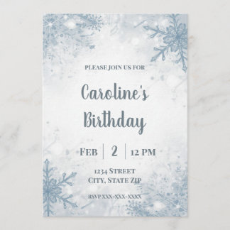 Elegant Winter Birthday Invitation – Snowflakes Einladung