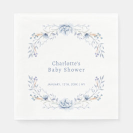 Elegant Winter Blue Wilflower Blumenblütendusche Serviette