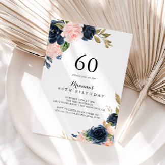 Elegant Winter Floral 60. Geburtstagsparty Einladung