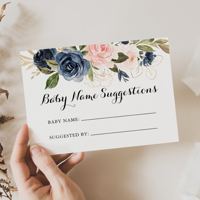 Elegant Winter Floral Baby Name Suggestions Card (Von Creator hochgeladen)