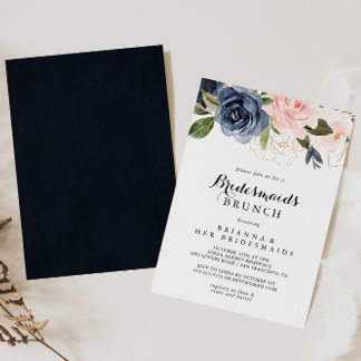 Elegant Winter Floral Bridesmaids Brunch Dusche Einladung