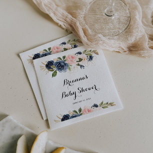 Elegant Winter Floral Calligraphy Baby Shower Serviette