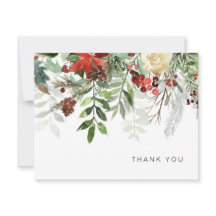 Elegant Winter Floral Greenery Danke Karten