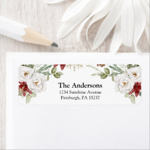 Elegant Winter Floral Return Address Label
