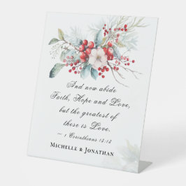 Elegant Winter Floral Wedding Scripture Christlich Sockelschild