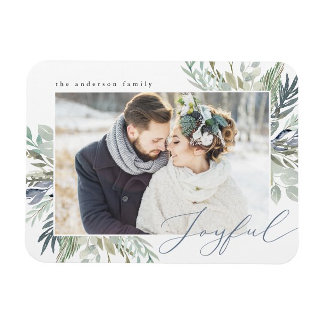 Elegant Winter Foliage | Holiday Foto Magnet (Horizontal)