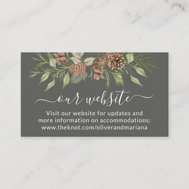 Elegant Winter Gray Wedding Website QR Code Begleitkarte (Vorderseite)