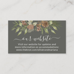 Elegant Winter Gray Wedding Website QR Code Begleitkarte