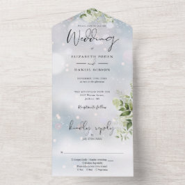 Elegant Winter Greenery Floral Wedding All In One Einladung