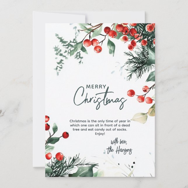 Elegant Winter Greenery Frohe Weihnachten (Vorderseite)