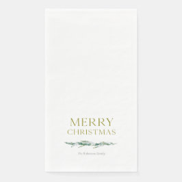 Elegant Winter Greenery Merry Christmas Serviette