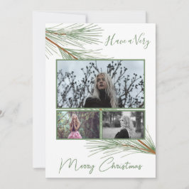 Elegant Winter Greenery Merry Christmas Tree Foto Feiertagskarte