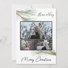 Elegant Winter Greenery Merry Christmas Tree Foto Feiertagskarte