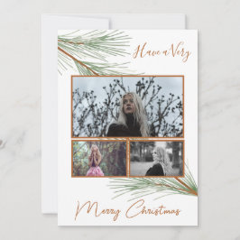 Elegant Winter Greenery Merry Christmas Tree Foto Feiertagskarte