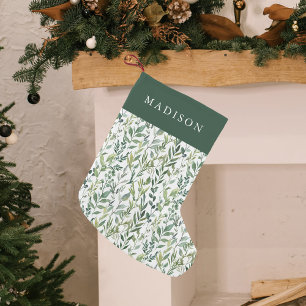 Elegant Winter Greenery Personalisiert Kleiner Weihnachtsstrumpf