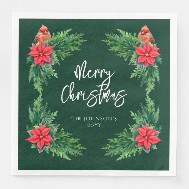 Elegant Winter Greenery Serviette (Vorderseite)