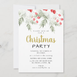 Elegant Winter Greenery Watercolor Christmas Party Einladung