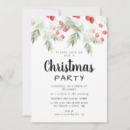 Elegant Winter Greenery Watercolor Christmas Party Einladung