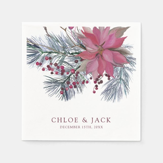 Elegant Winter Greenery Wedding Serviette (Vorderseite)