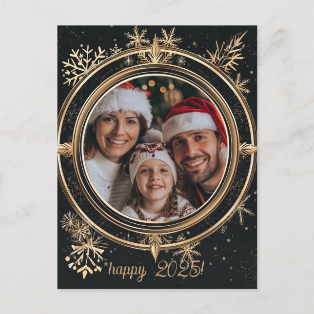 Elegant Winter Happy New Year Postkarte (Vorderseite)