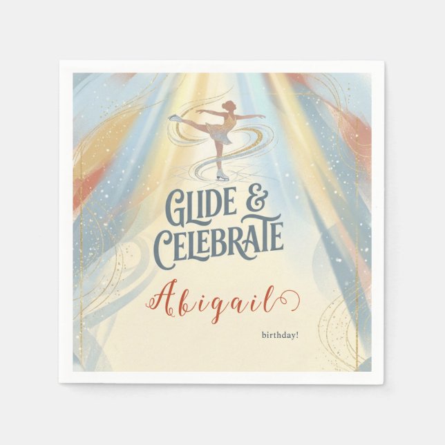 Elegant Winter Ice Skating Birthday Invitation  Serviette (Vorderseite)