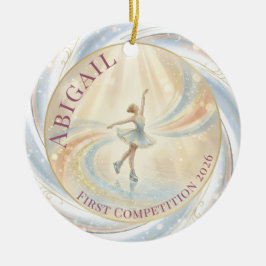 Elegant Winter Ice Skating Birthday Keramik Ornament