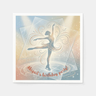 Elegant Winter Ice Skating Birthday Serviette