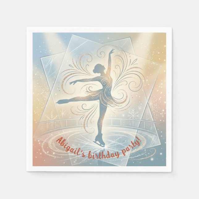 Elegant Winter Ice Skating Birthday  Serviette (Vorderseite)