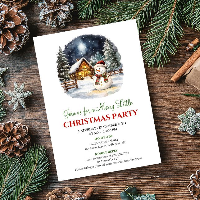 Elegant Winter Scene Christmas Party Invitation Einladung (Elegant Winter Scene Christmas Party Invitation)