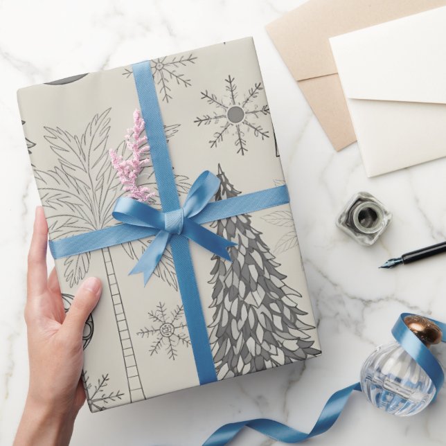 Elegant Winter Snowflake Monochromatic Christmas Geschenkpapier (Schenken)