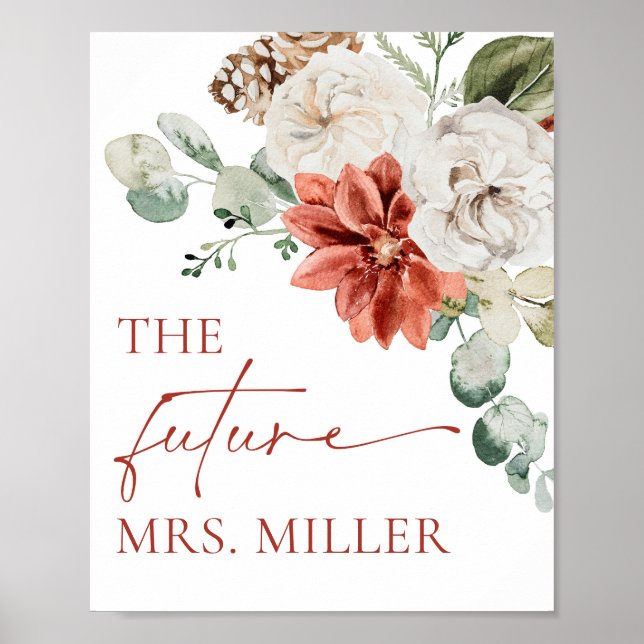 Elegant Winter The Future Frau Brautparty Sign Poster (Vorne)