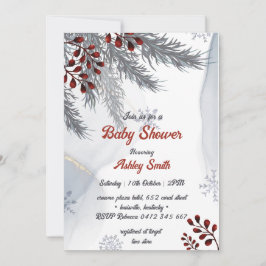 Elegant Winter Watercolor Baby Shower Einladung