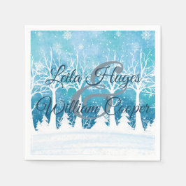 Elegant Winter Wedding Blue Serviette