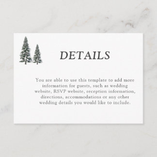 Elegant Winter Wonderland Snowboardfahren Hochzeit Begleitkarte