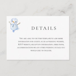 Elegant Winter Wonderland Snowboardfahren Hochzeit Begleitkarte