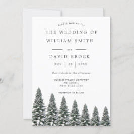 Elegant Winter Wonderland Snowboardfahren Hochzeit Einladung
